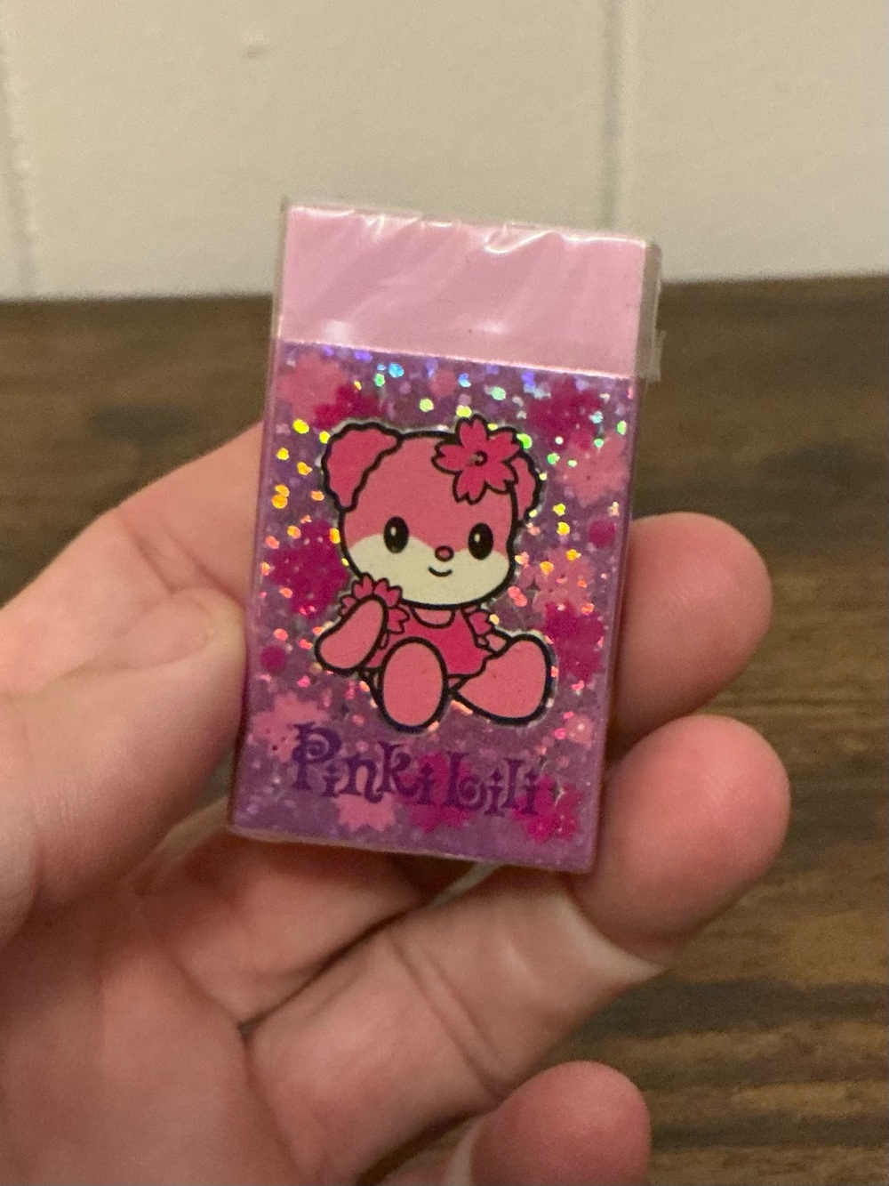 A new y2K Vintage 2002 Sanrio Pinki Lili Pink Bear Glitter Eraser